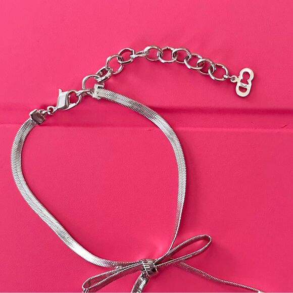 Christian Dior Vintage CD Charm Coquette Bow Bracelet - Silver - Picture 3 of 6